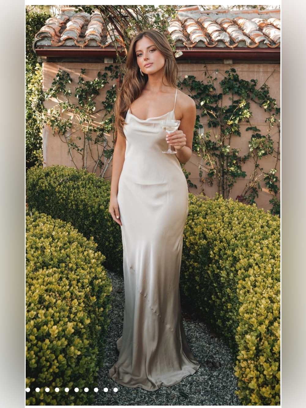 Show me your MUMU Satin‎ Slip Maxi Dress in Champagne - graduation bridesmaid